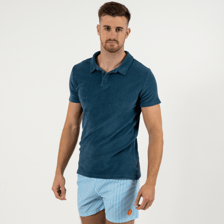 Polo Eponge Bleu Petrole 100% coton