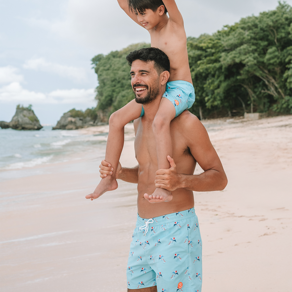 short de bain assorti père fils