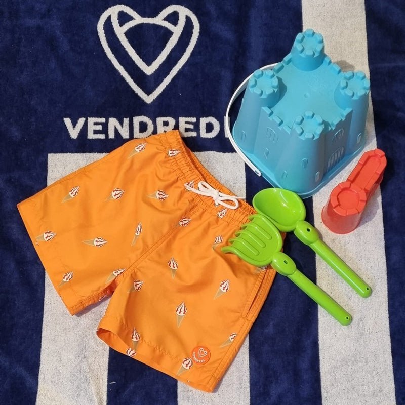 Le pack de 2 shorts de bain Papa / Fils assortis - Le Crémeux orange