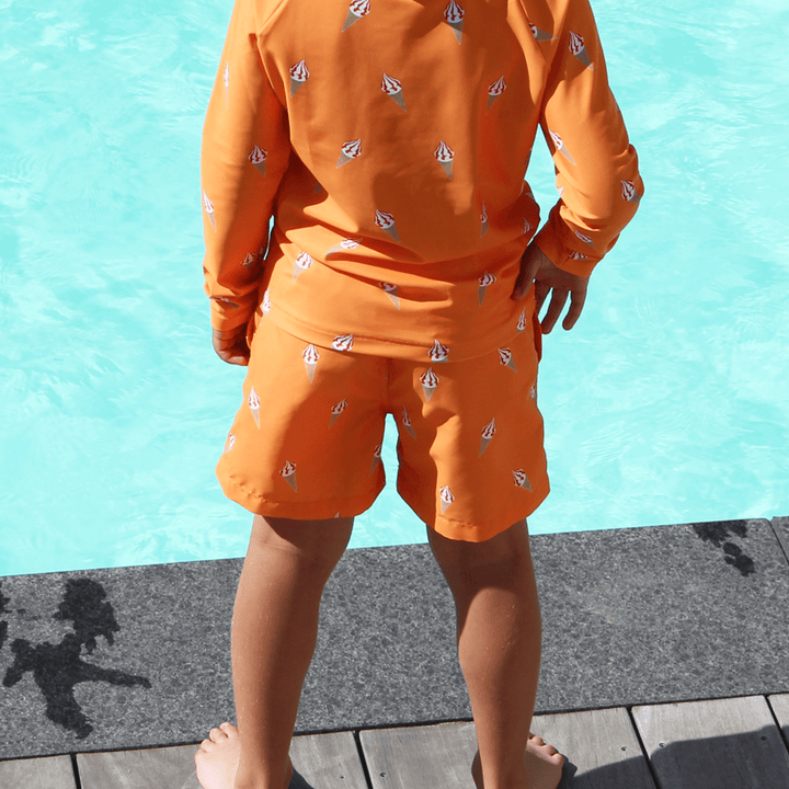 Short de bain enfant - Le petit Crémeux orange