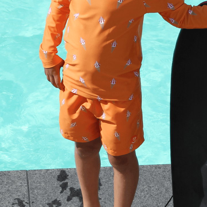 Short de bain enfant - Le petit Crémeux orange