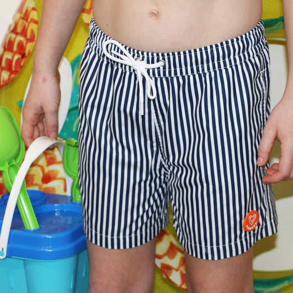 Short De Bain Garçon Crewcuts – Rayé Bleu Marine, Taille 5, état Très Bon