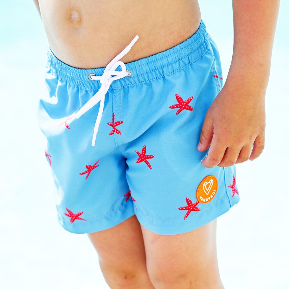 Short De Bain Enfant Hatley Taille 8 Ans - Motif Crustacés Océan - Rouge Et Bleu