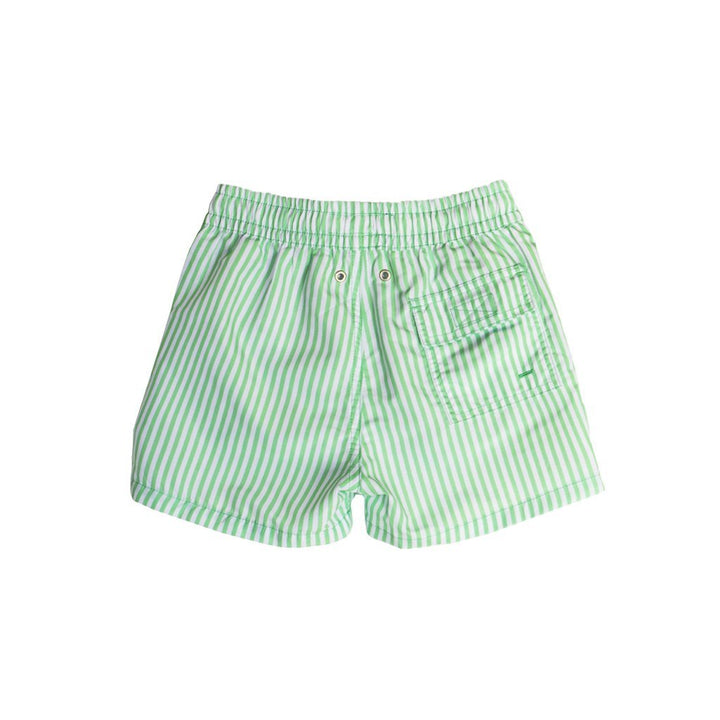 Maillot de bain enfant vert rayé motif ananas brodé dos